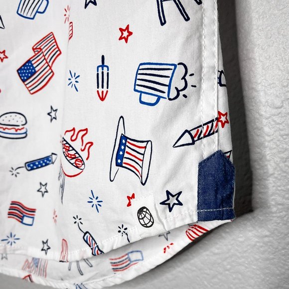 Free Planet White Button Down Patriotic Picnic Summer Size XS - Picture 8 of 11